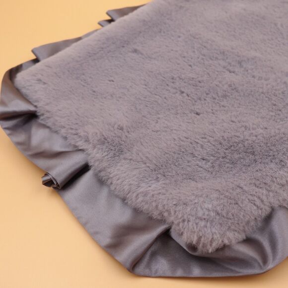 Blankets by Brian Lovey Minky Mini Blanket Gray 15"×13.5" Satin Ruffle - Picture 7 of 10